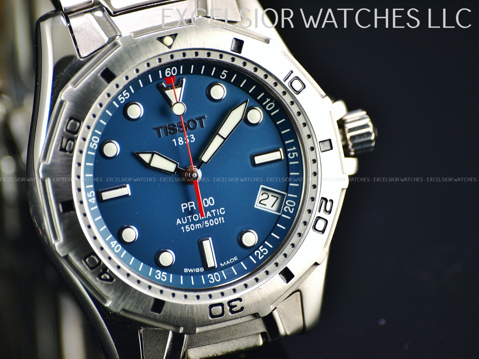 Rare 1853 Tissot Men's Stainless Steel Automatic Blue Dial Watch PR100