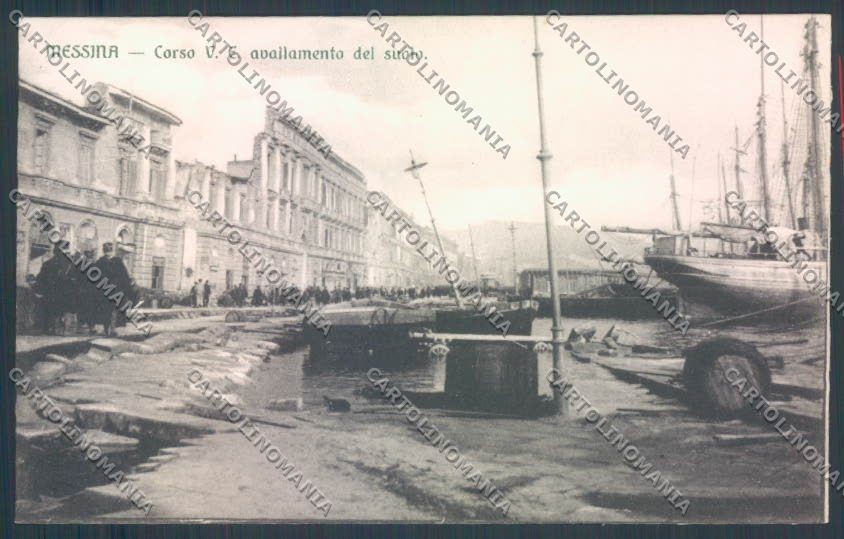 Messina Terremoto Città Corso Vittorio Emanuele cartolina ZB9710