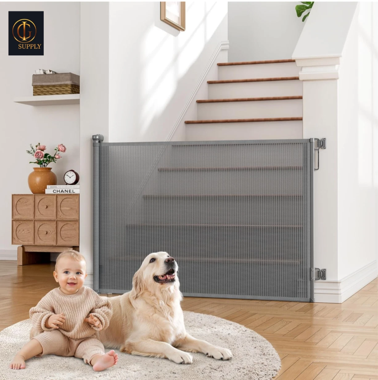 Babepai Retractable Baby Gates Extra Wide | 55" Wide x 38" Tall Dog Gates for St
Opens in a new wind