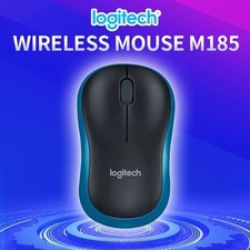 Logitech M185 Wireless Mouse Blue 2.4GHz USB Optical Compact PC Laptop