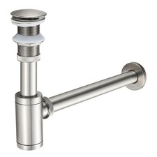 Solid Brass Bathroom Sink P-Trap Complete Set, Adjustable 1-1/4 Bottle Trap w...
