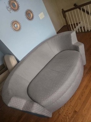 Gray Upholstered 2-Seater Sofa Contemporary Modern High Back With Cushions