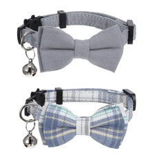 2 PCS Cat Collar with Bow Breakaway Bowtie Safety with Bell Cat Bow Tie Collar C