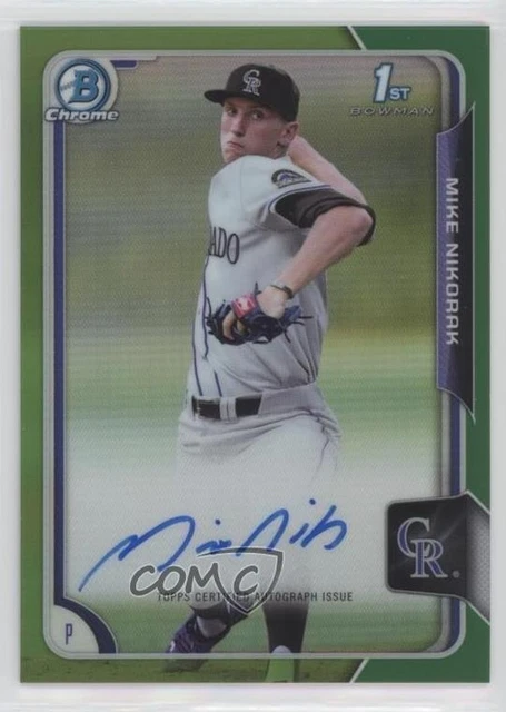 2015 Bowman Draft Chrome Pick Green Refractor 16/99 Mike Nikorak Auto pr9