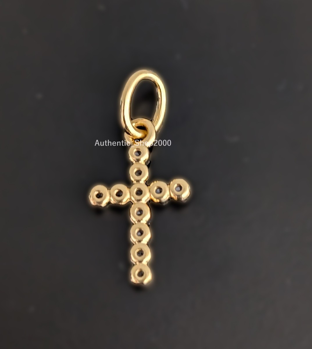 New 100% Authentic PANDORA 14k Gold P CZ Cross Dangle Charm