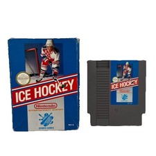 Original NES Nintendo ICE HOCKEY Game w/ Box Tested And Working