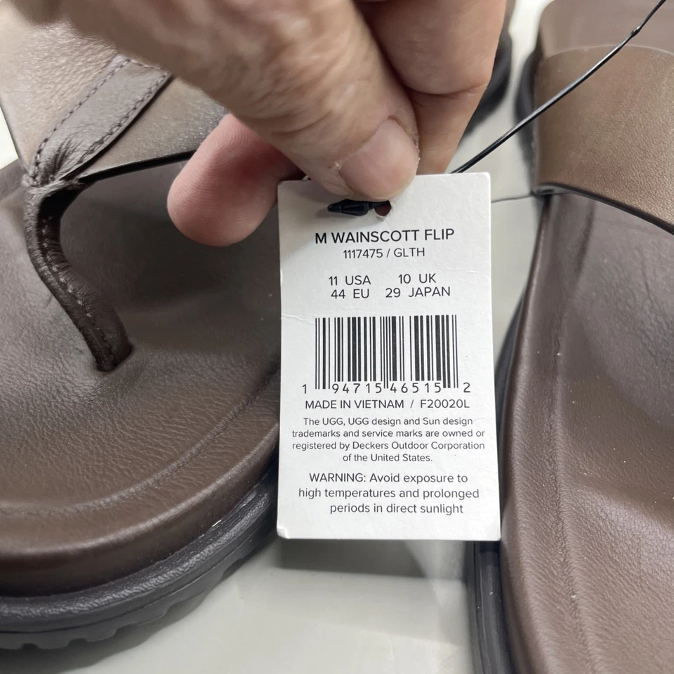 Chinelos de couro UGG masculino EUA 11 M. Wainscott marrom pardo novo sem caixa - Imagem 4 de 4