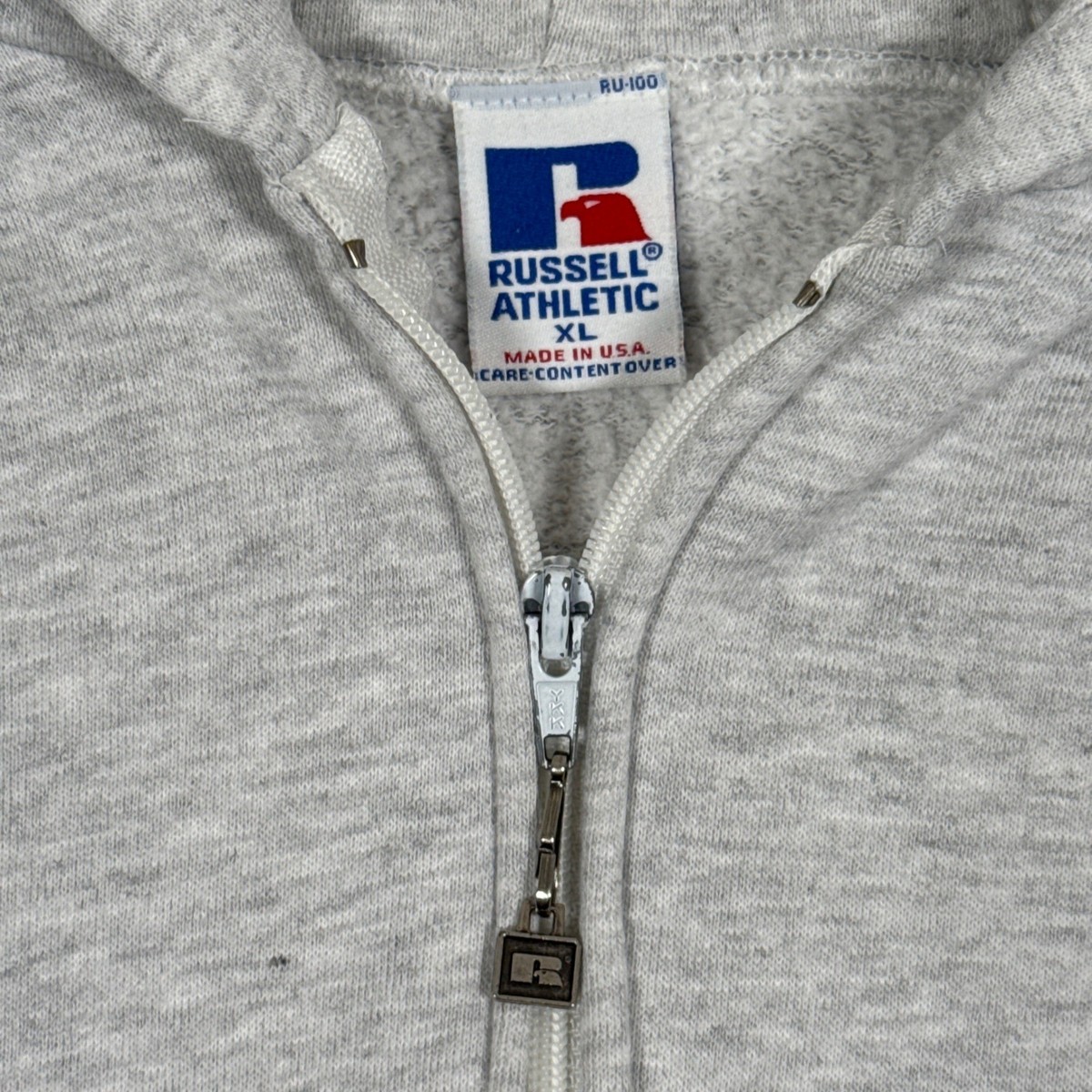 Vintage Russell Athletic Hoodie XL Gray Zip Up Sweatshirt Made in