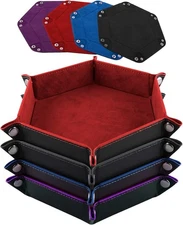 SIQUK 4 Pieces Dice Tray Set Foldable Trays Red, Black, Blue and Violet 
