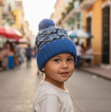 Igloos Youth Boy Toddler Dinosaur Knit Beanie Hat and Mittens Set Blue Size 2-4T