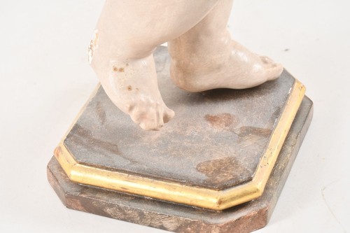 N75K03- Barock Figur Jesuskind Holz geschnitzt Glasaugen 18.Jh - Bild 10 von 12
