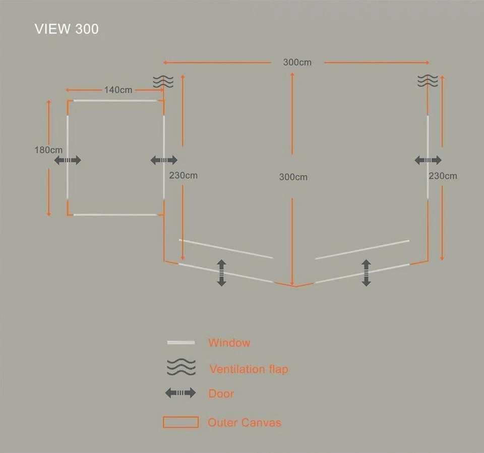 OLPRO View 300 Tenda Da Campeggio Gonfiabile Con Estensione Del Portico Inclusa - Immagine 3 di 4