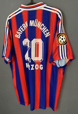 WORN MENS FC BAYERN MUNICH 1996/1997 HERZOG SOCCER FOOTBALL SHIRT