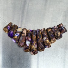 11pcs Artificial Purple Sea Sediment Jasper & Pyrite Pendant Bead DIY Jewelry