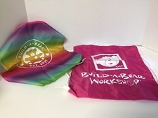 BUILD-A-BEAR WORKSHOP RAINBOW BEAR CARRIER  SOLID PINK DRAWSTRING SACK