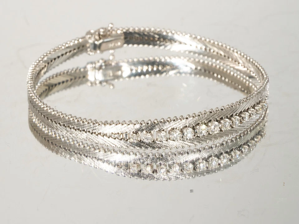 Brazalete de tenis de diamantes de oro de 18 quilates 0,5 quilates 19 gramos Carl Bucherer circa años 60 70 Foto 2 de 4