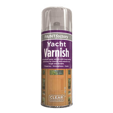 Paint Factory Yacht Varnish Spray Clear Gloss Tough Durabel Indoor Outdoor 250ml