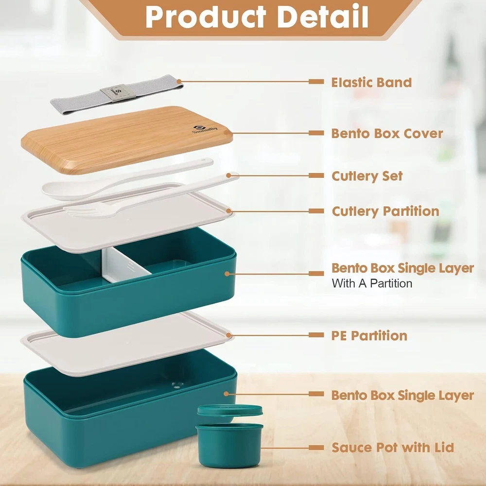 Bento Box Adult Lunch Box With Compartments For Women & Men47ozstackable Japan