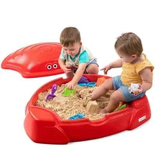 Coastal Crab Outdoor Sandbox with Cover for Kids Toddlers Babies Red