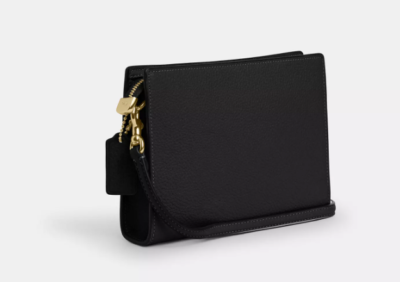 NWT COACH CAT21 Slim Crossbody Bag in Pebble Leather Black/Gold