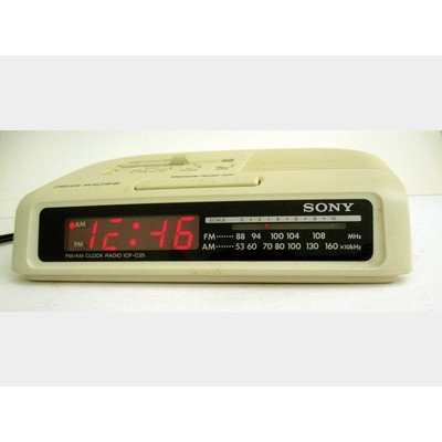 Sony Dream Machine Vintage Digital Alarm Clock Radio Am Fm White Model Icf C25 Ebay