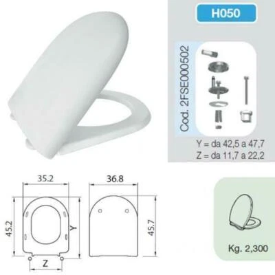 SANIPLAST SEDILE WC DUROFORT LUNA 2 CON CERNIERE ESEDRA H050 SGANCIO RAPIDO