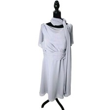 Azazie Keely Dress Dusty Blue Formal Dress Women's Size 16 Built-in Bra 