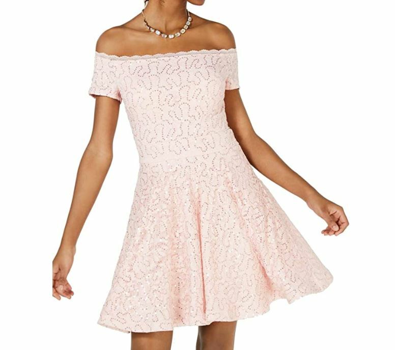 b darlin juniors off the shoulder dress B Darlin Junior 3/4 Mauve Pink Scalloped Off the Shoulder High Low Dress  NWTBZ67