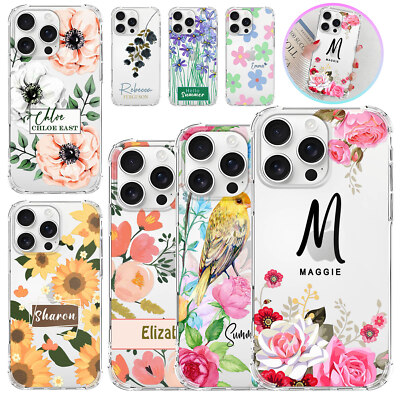 Shockproof Personalised Flower Phone Case Cover For iPhone 16e Pro Max 15 14 13