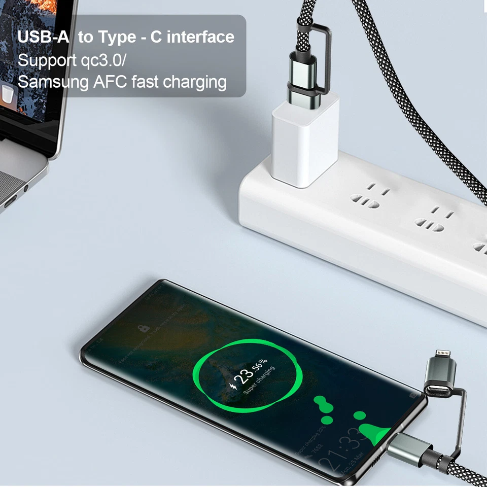 4-in-1 Multi Fast Charging Cable USB-C Charging Type-C to Type C USB Charger - Image 3 of 4