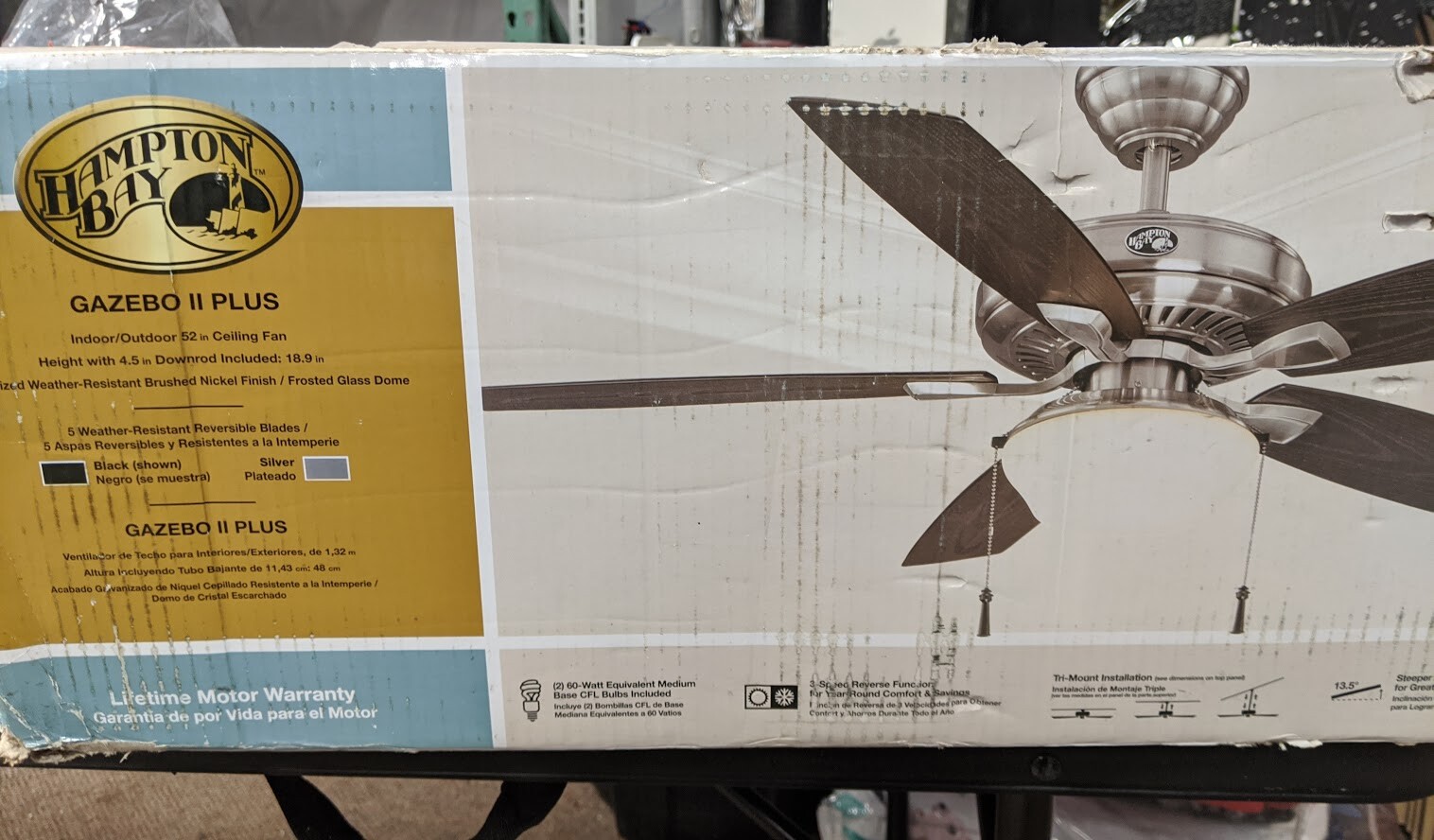 Hampton Bay Gazebo 52 In Led Indoor Outdoor Brushed Nickel