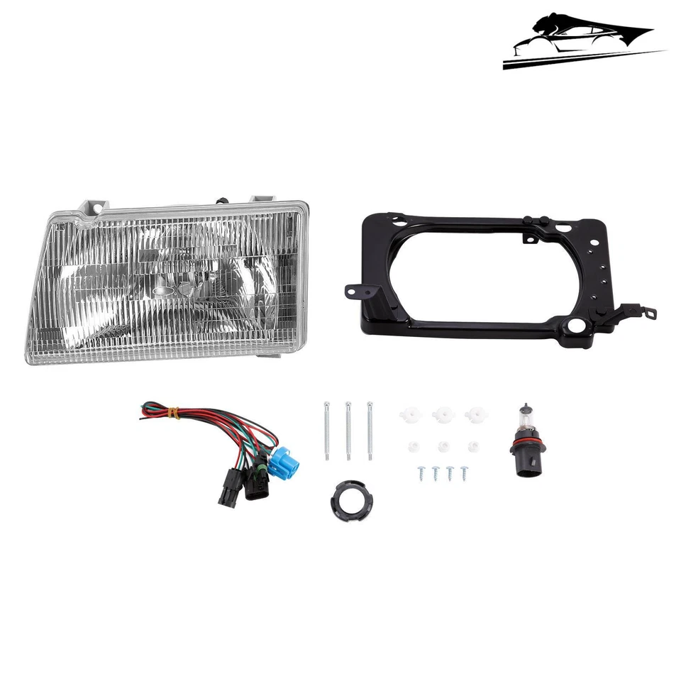 Pair Headlights Headlamps w/Bulbs& Wiring Kit Clear For Peterbilt 377 330 Trucks - Image 2 of 4