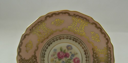 Vintage Thomas Ivory Germany Round Saucer Tea Cup Plate Floral Small Gilded - Picture 3 of 6