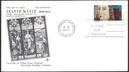 🍁Canada    #615    "JEANNE MANCE"     Fine Used  1973  Rosecraft Cover