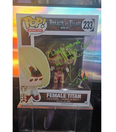 Signed Female Titan Funko Pop by the English dub