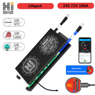 LiFePO4 24S 84V 100A Smart BMS Battery Protection Board + Balance w/ Bluetooth