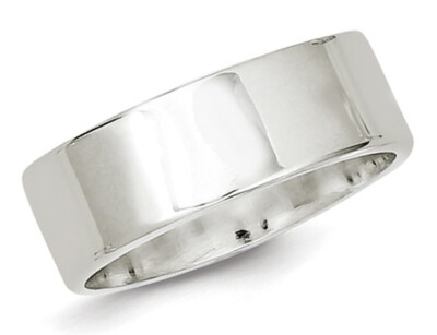 Flacher Ehering Damen oder Herren Comfort Fit 7 mm in Sterlingsilber