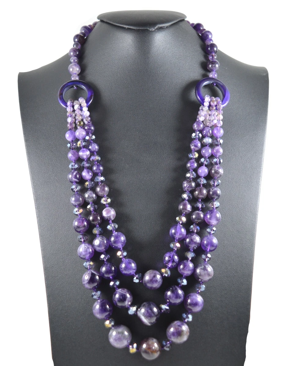 Collane Per Donna Ragazze Tondo Viola Ametista Blu