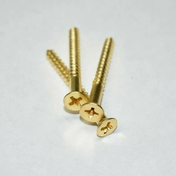 #8 x 1-3/4" cabeza plana avellanador latón macizo madera tornillos Phillips (cantidad 50-1000) Foto 4 de 4