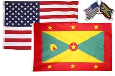  Wholesale Combo USA & Grenada Country 2x3 2'x3' Flag & Friendship Lapel Pin