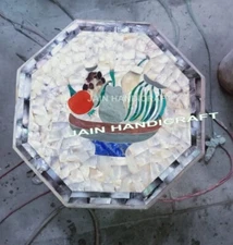 2' white marble table top center coffee inlay mop fruit work home room decor