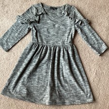 MY MICHELLE GIRLS DRESS, 8, GRAY, CASUAL WEAR, RUFFLE TRIM TOP AT ARMS, COMFY