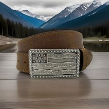 Justin FLYING HIGH Leather Belt Size 44 Made in USA ๐บ๐ธ C12685