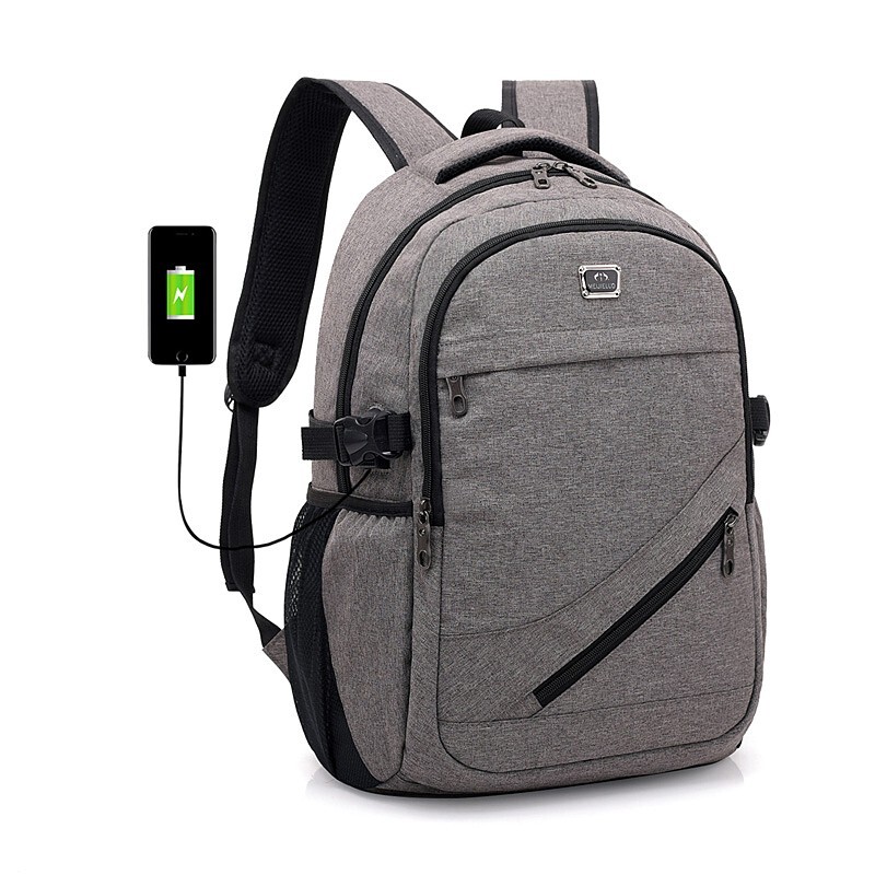 Gray Waterproof Laptop Backpack with USB Port and Stain-Resistant Design  -image