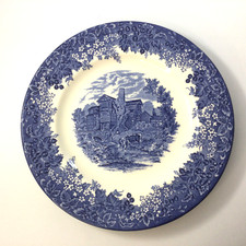 Wedgewood Porcelain Large Dinner Plate Blue White Queen Ware Moreton England
