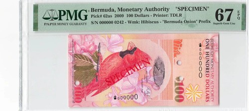 Bermuda 100 Dollars 2009 P-62as "Specimen" PMG 67 EPQ