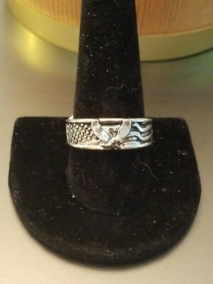  US SELLER GOD BLESS AMERICA EAGLE AMERICANA TWO TONE BAND RING SIZE 11