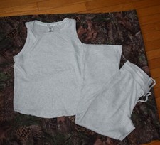 Member's Mark Women Sz Medium Gray Rib Knit 2 Piece Renew Lounge Set Rayon Blend