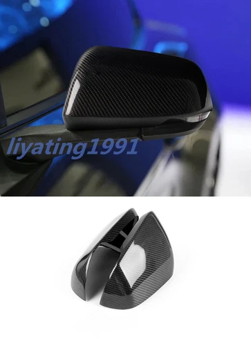 2PCS Real Carbon Fiber Door Side Mirror Cover Cap For 2015-2020 Ford Mustang - Picture 1 of 8