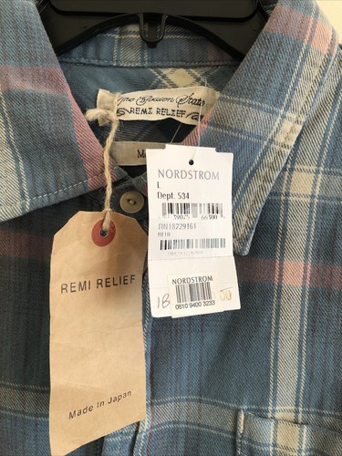 REMI RELIEF THE GOLDEN STATE PLAID LONG SLEEVE BLUE SHIRT (Size In Description) - Picture 3 of 6
